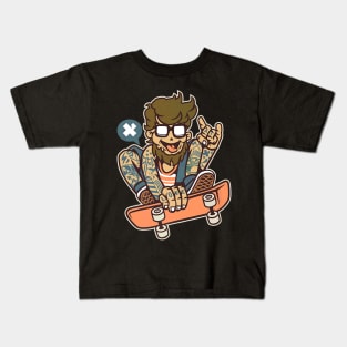 Skateboarding Tattoo Hipster Street Skater Kids T-Shirt